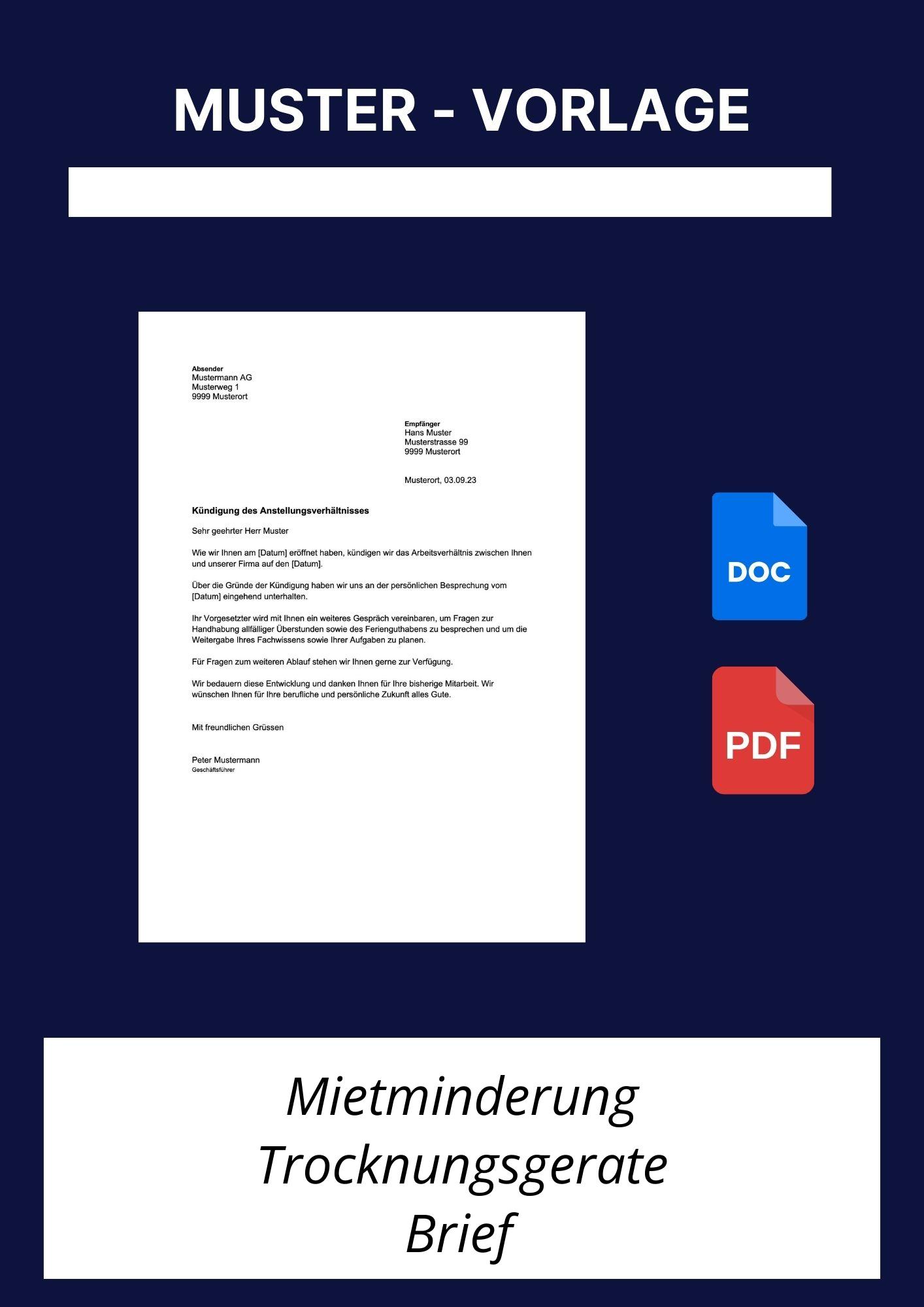 Mietminderung Trocknungsgeräte Brief